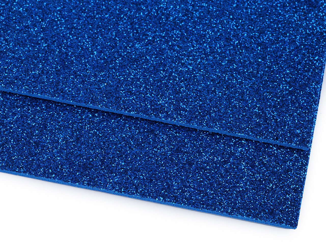 Pěnová guma Moosgummi s glitry 20x30 cm, barva 17 modrá