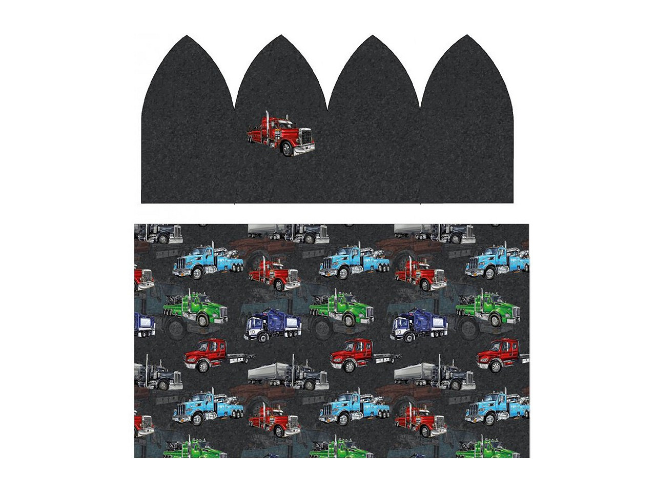 Panel na dětskou čepici a nákrčník, barva 6 šedá tmavá náklaďák
