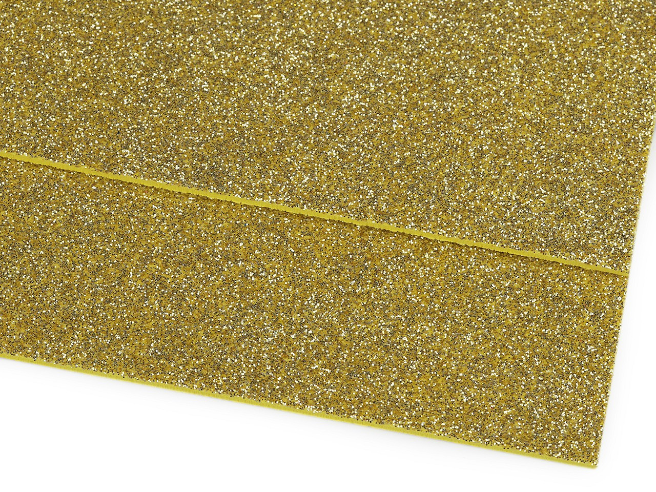 Pěnová guma Moosgummi s glitry 20x30 cm, barva 5 zlatá sv.