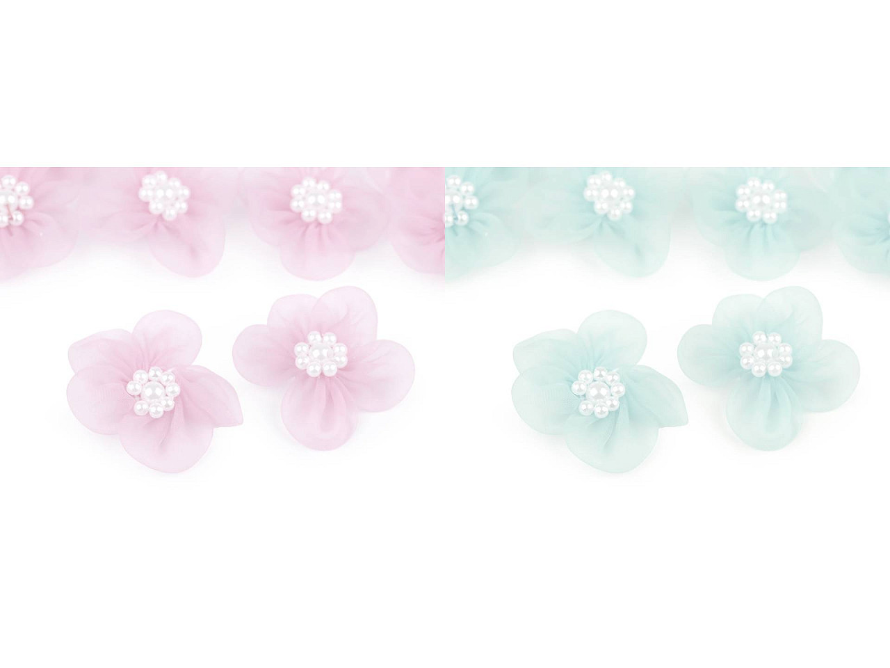 Fotografie Monofilový květ Ø3-3,5 cm s perlami, barva mix náhodných variant