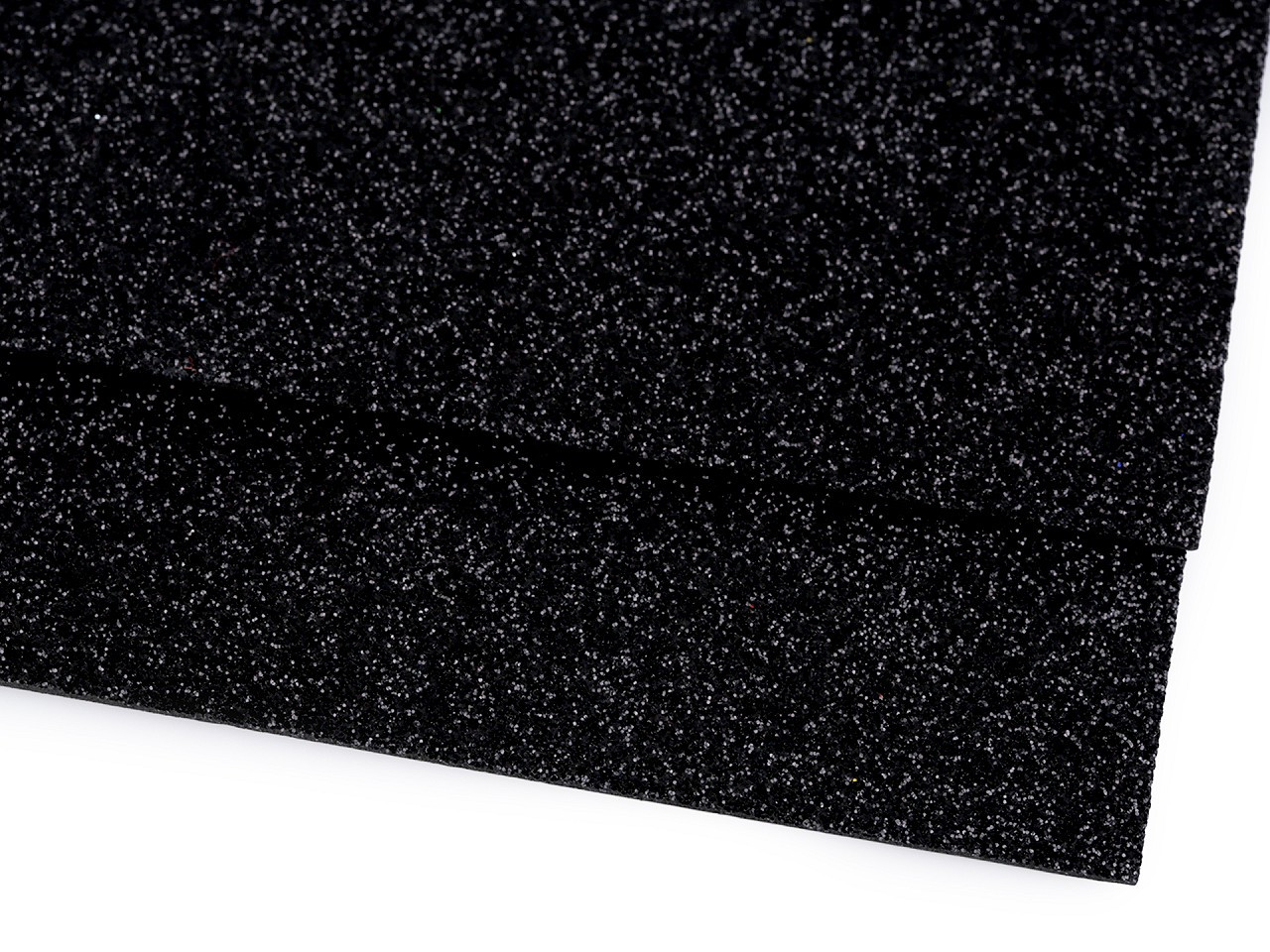Pěnová guma Moosgummi s glitry 20x30 cm, barva 19 černá