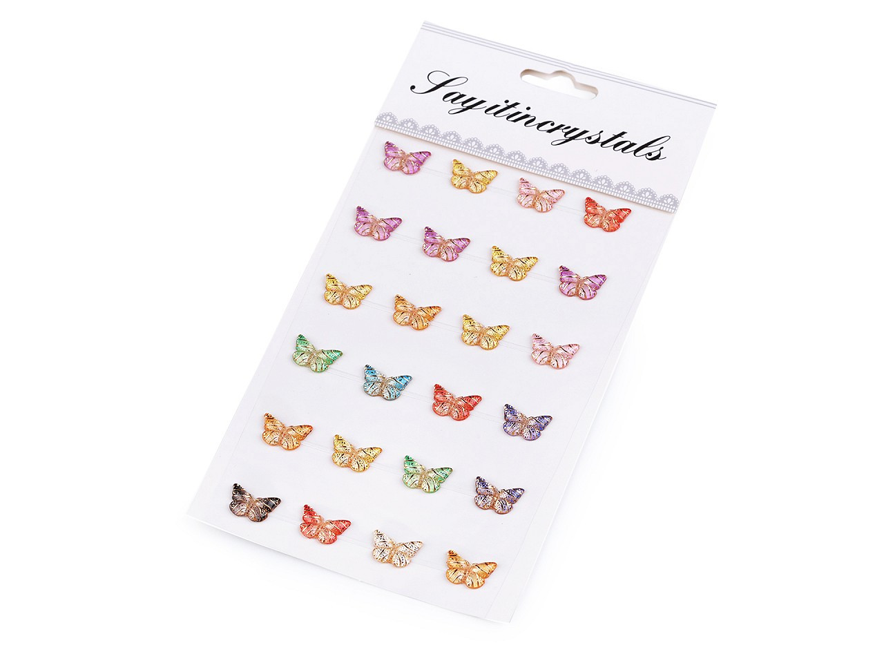 Samolepicí motýlci na lepicím proužku, barva mix náhodný