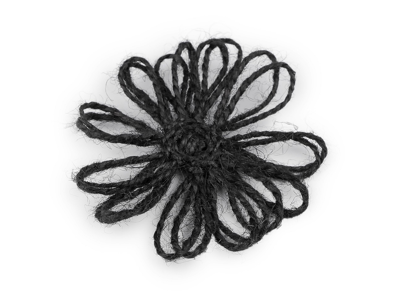 Jutový květ Ø75 mm, barva 3 černá