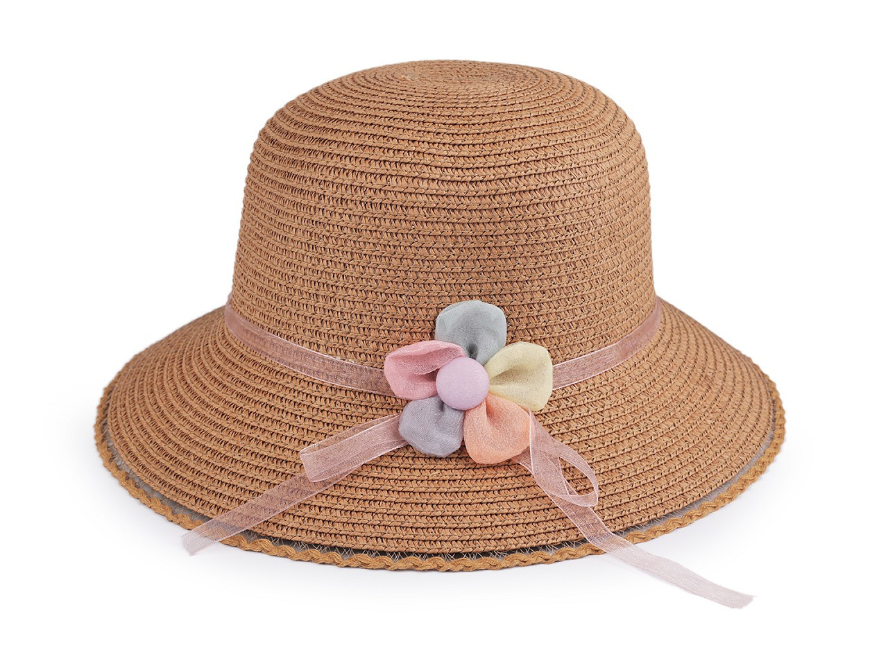 Dívčí letní klobouk / slamák, barva 8 hnědá přírodní