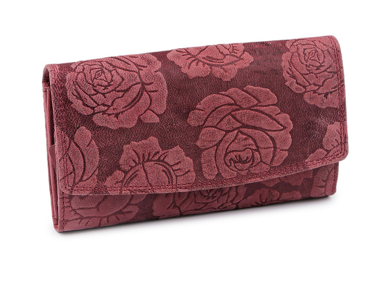 Dámská peněženka kožená růže, ornamenty 9,5x18 cm, barva 2 starorůžová