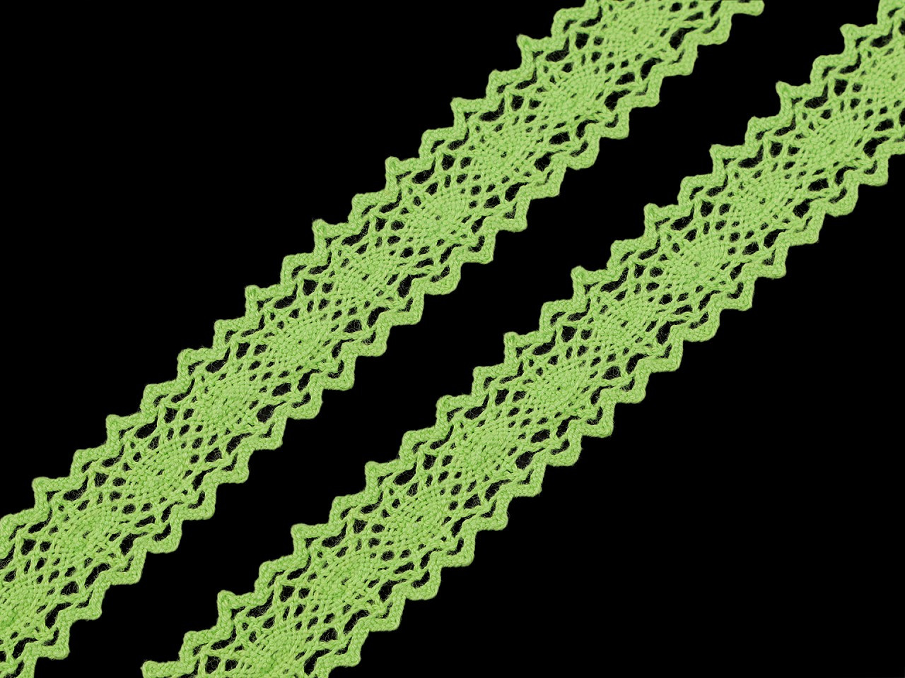 Krajka / vsadka paličkovaná šíře 23 mm, barva 8 zelená sv.