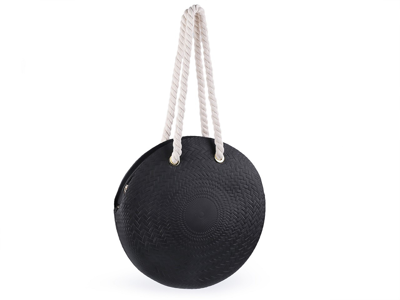 Dámská kulatá kabelka silikonová Ø40 cm se zipem, barva 6 černá
