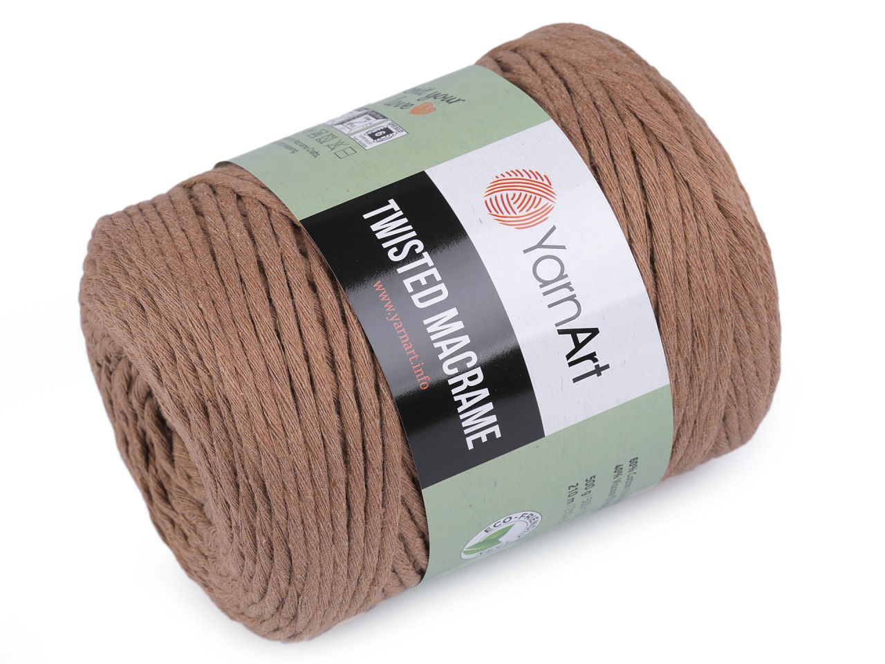 Pletací příze Twisted Macrame 500 g, barva 20 (788) hnědobéžová