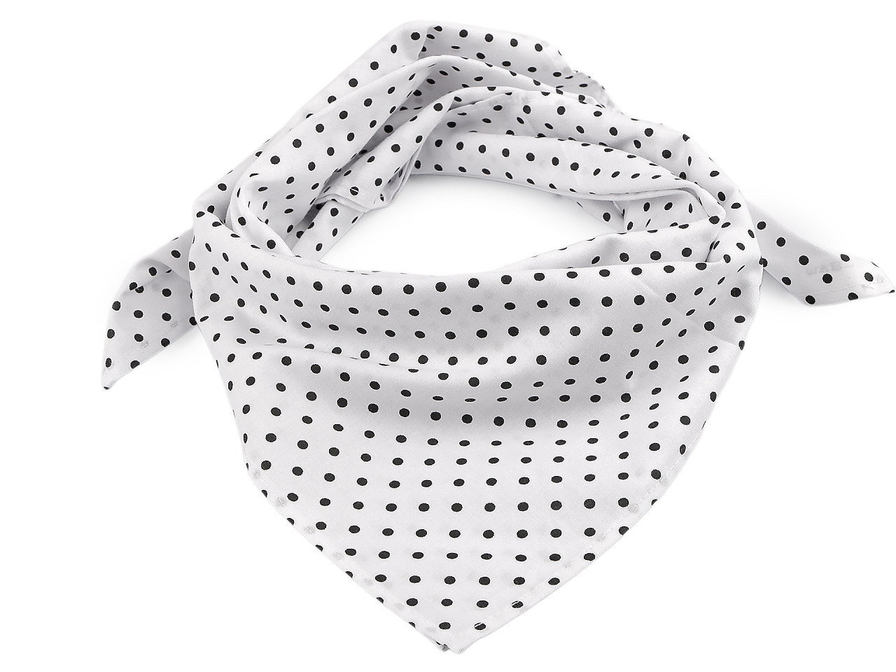 Bavlněný šátek s puntíky 65x65 cm, barva 17 bílá černá