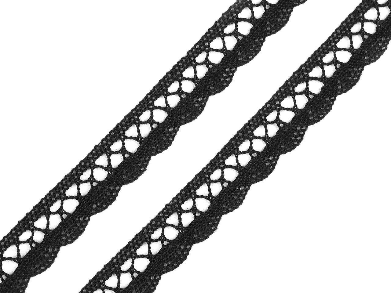 Bavlněná krajka šíře 18 mm paličkovaná, barva 6100 černá