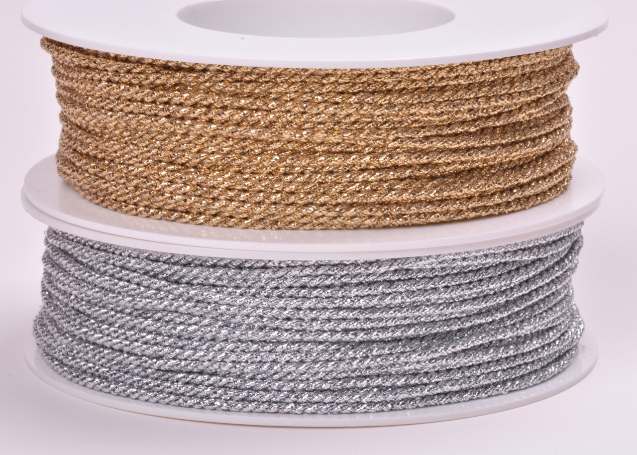 Kroucená šnůrka rexorová 2mm, barva Stříbrná