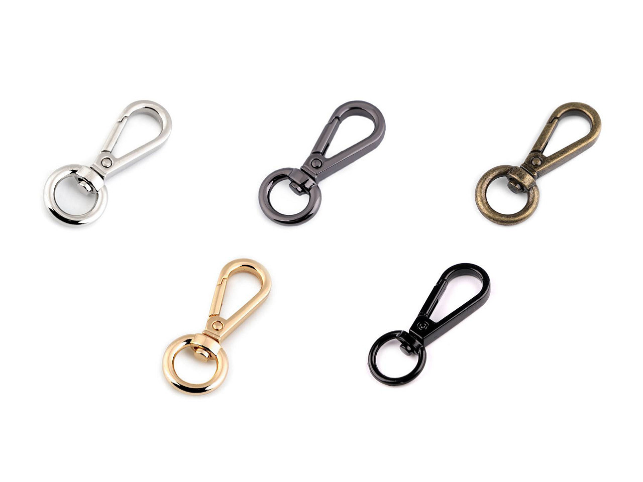 Fotografie Kovová karabina otočná, průvlek 12 mm, barva mix náhodných variant