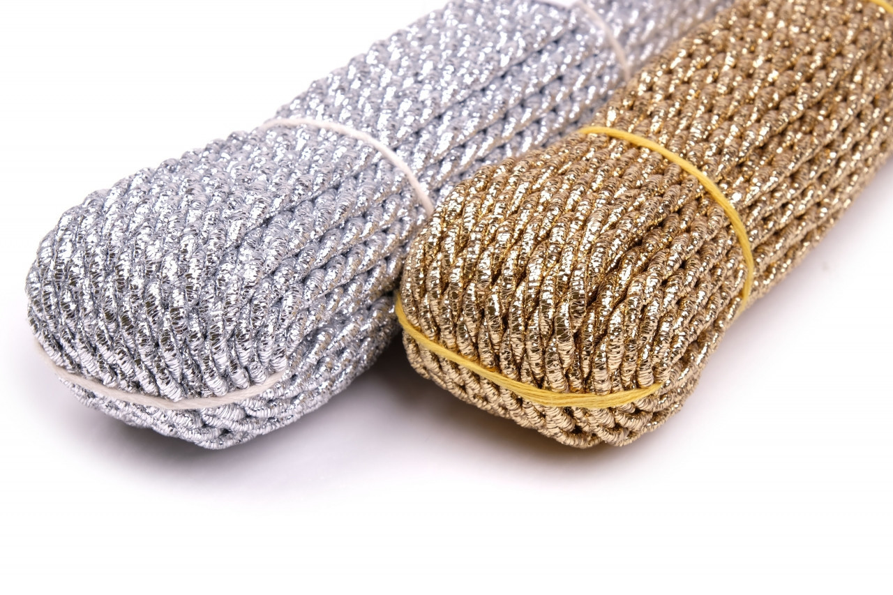 Kroucená šnůrka rexorová 4mm, barva Zlatá