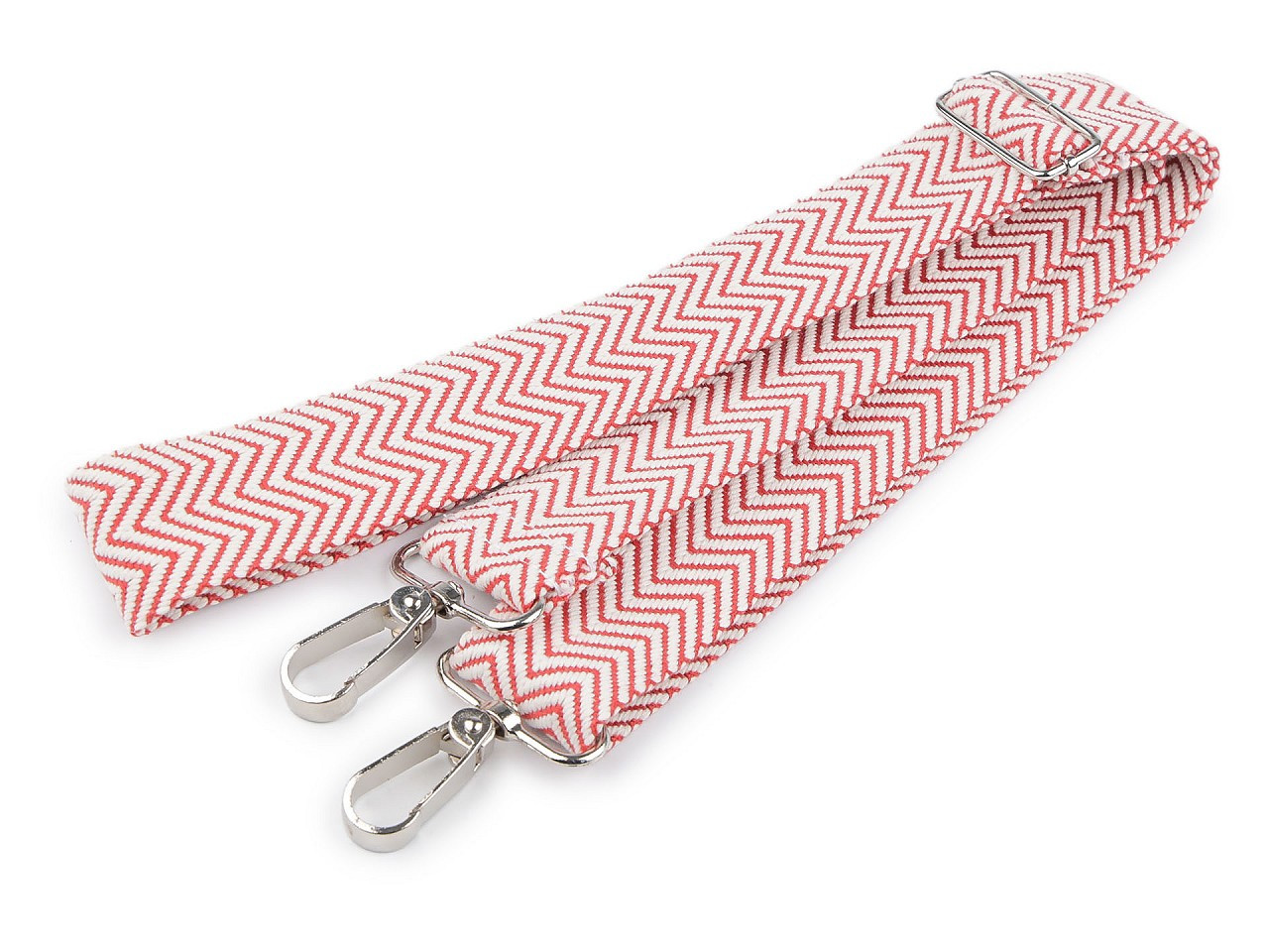 Textilní ucho / popruh na tašku s karabinami šíře 3,8 cm, barva 15 bílá červená