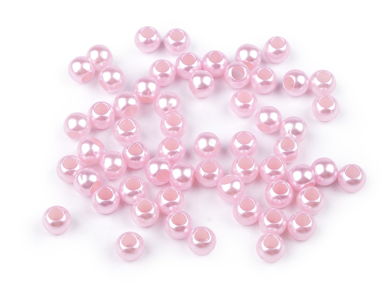 Plastové perly s velkým průvlekem / plavkové Ø8 mm, barva 2 růžová sv.