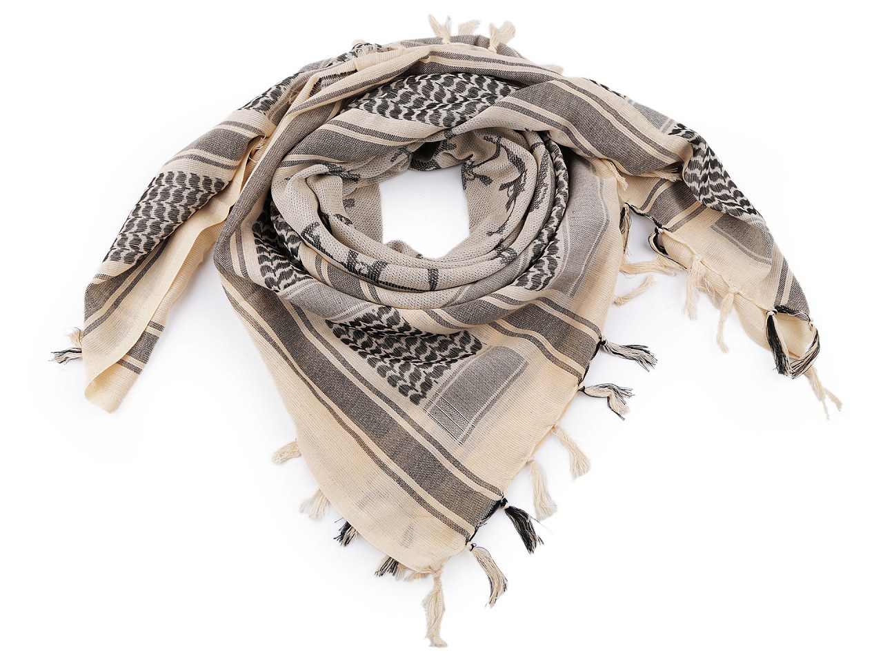 Bavlněný šátek Palestina 100x110 cm, barva 2 režná světlá černá