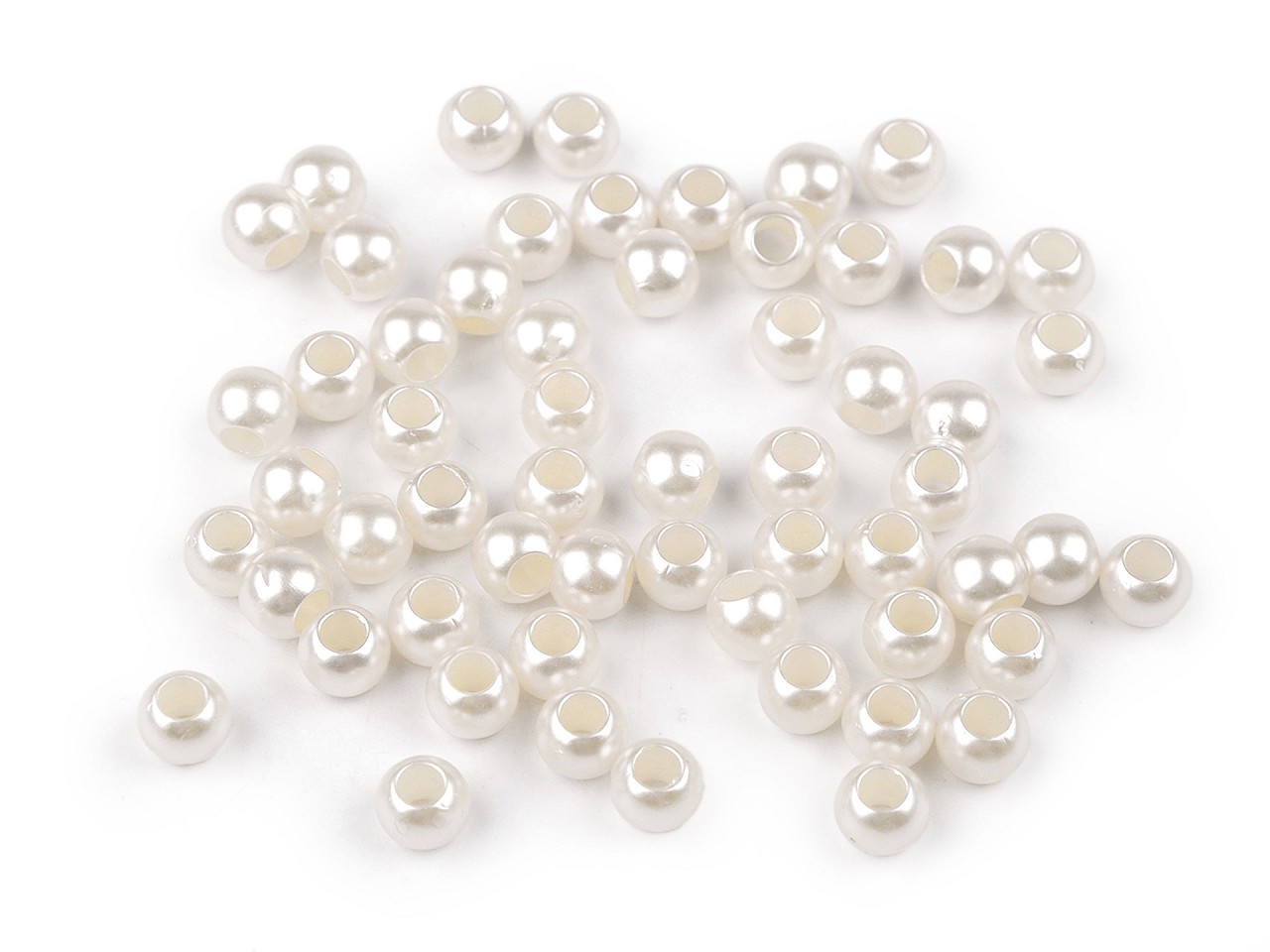 Plastové perly s velkým průvlekem / plavkové Ø8 mm, barva 1 perlová