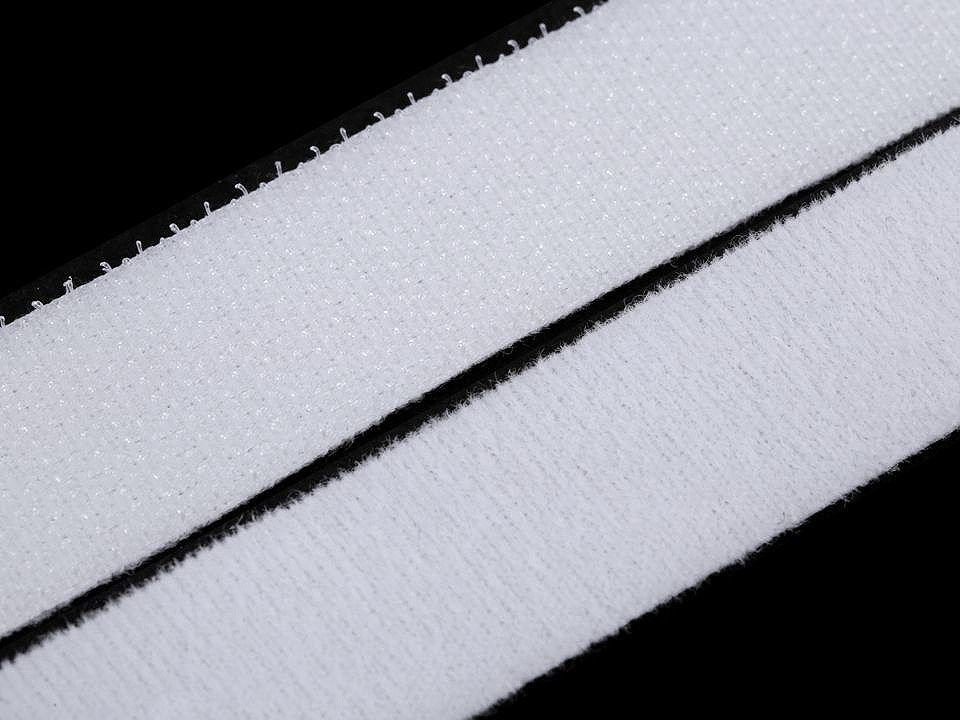 Suchý zip šíře 20 mm oboustranný, barva 2 bílá
