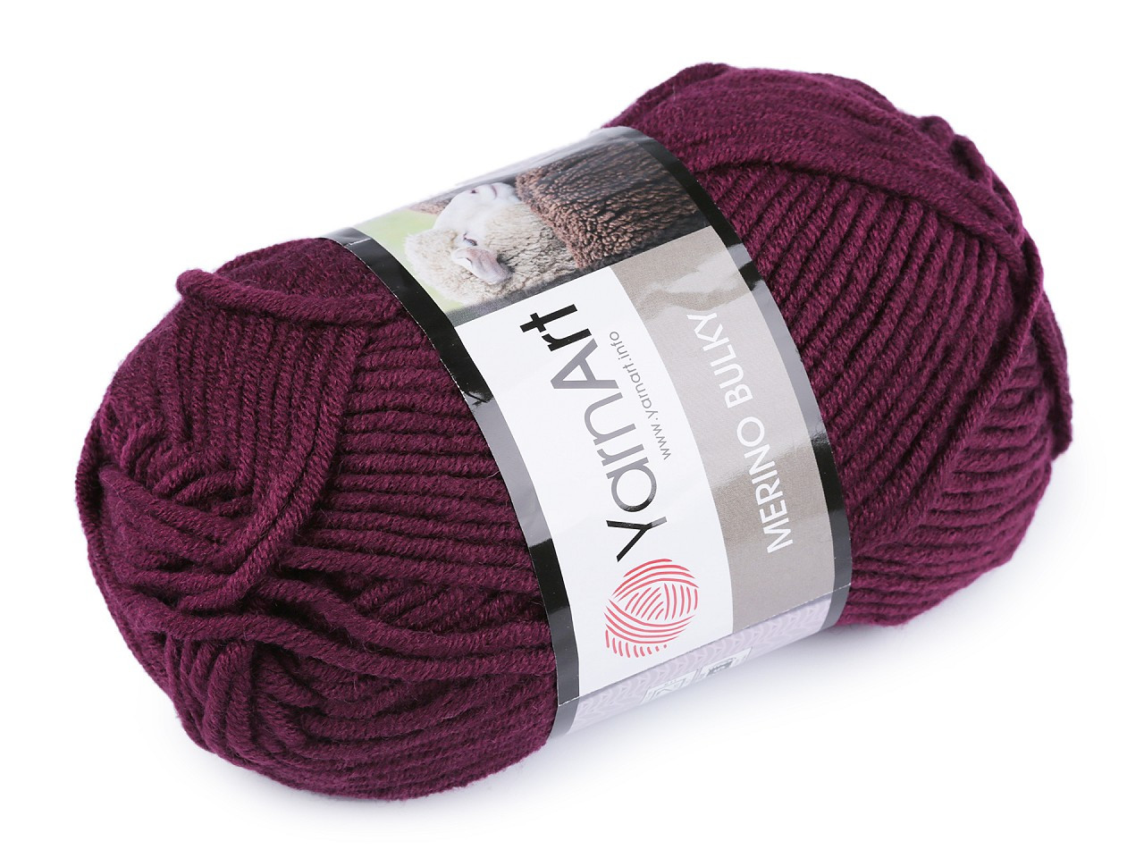 Pletací příze Merino bulky 100 g, barva 23 (10094) vínová