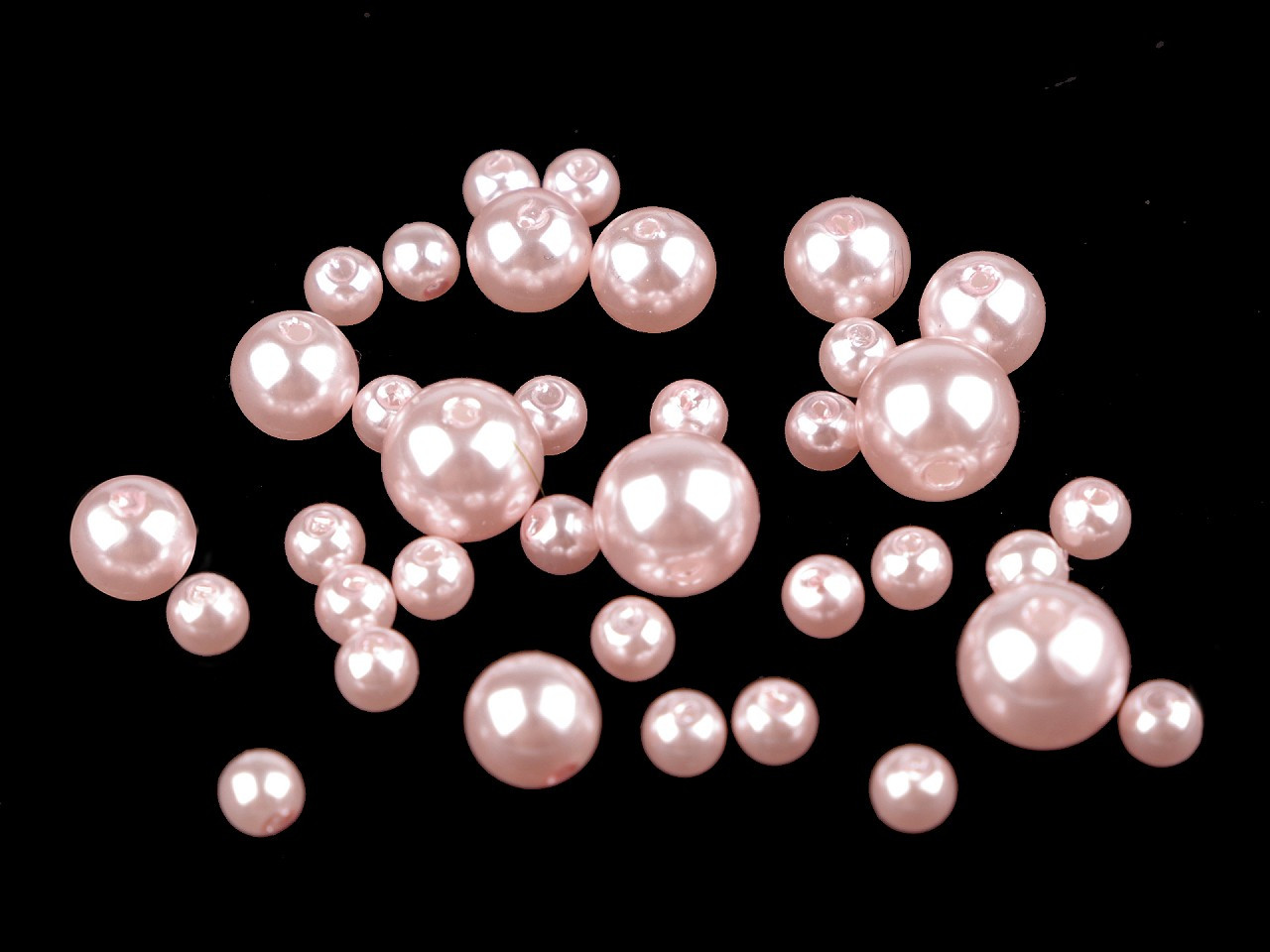 Plastové voskové korálky / perly Glance mix velikostí, barva F49 růžová sv.