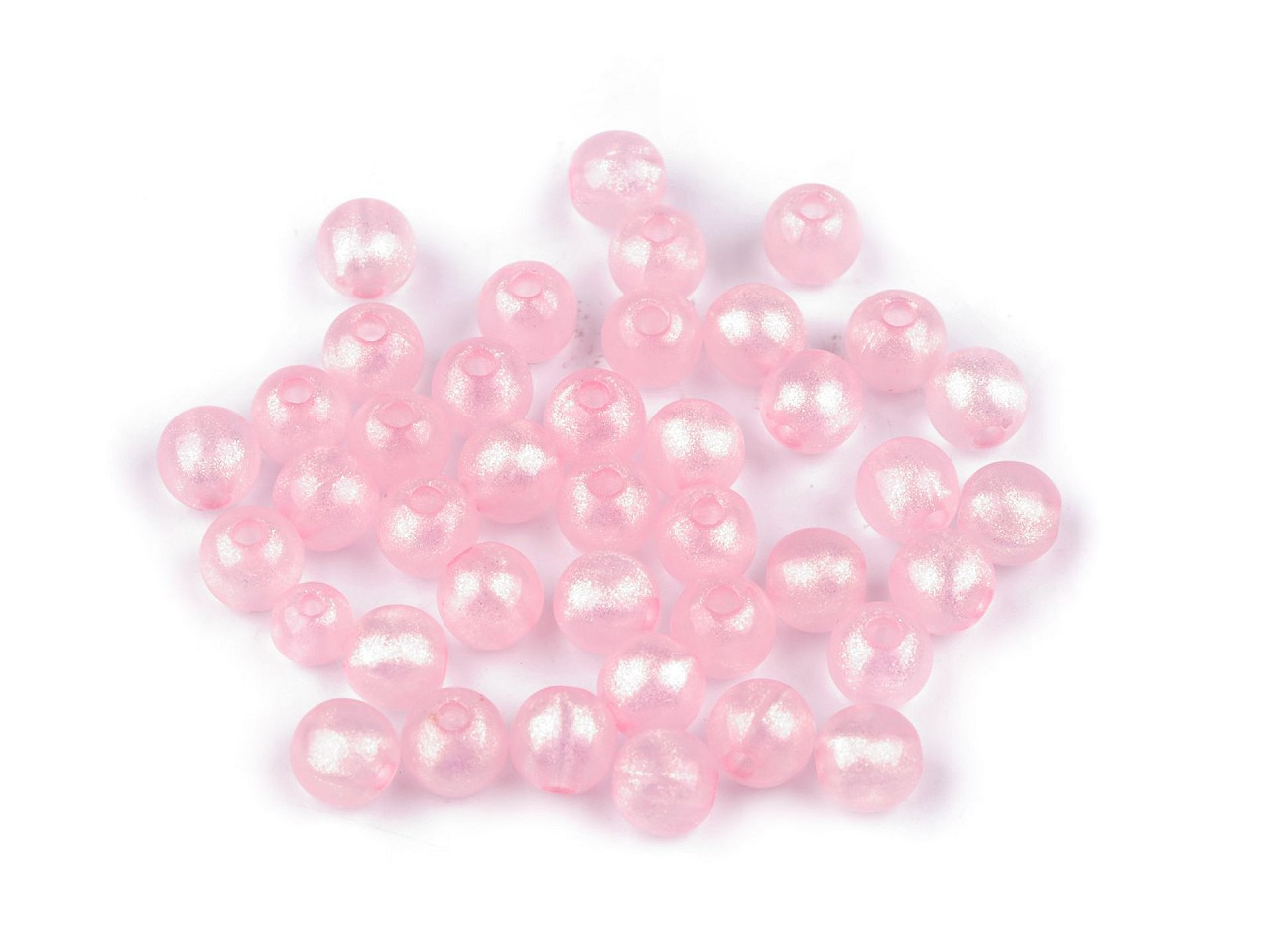 Plastové korálky perleťový AB frost efekt Ø8 mm, barva 2 růžová sv. AB