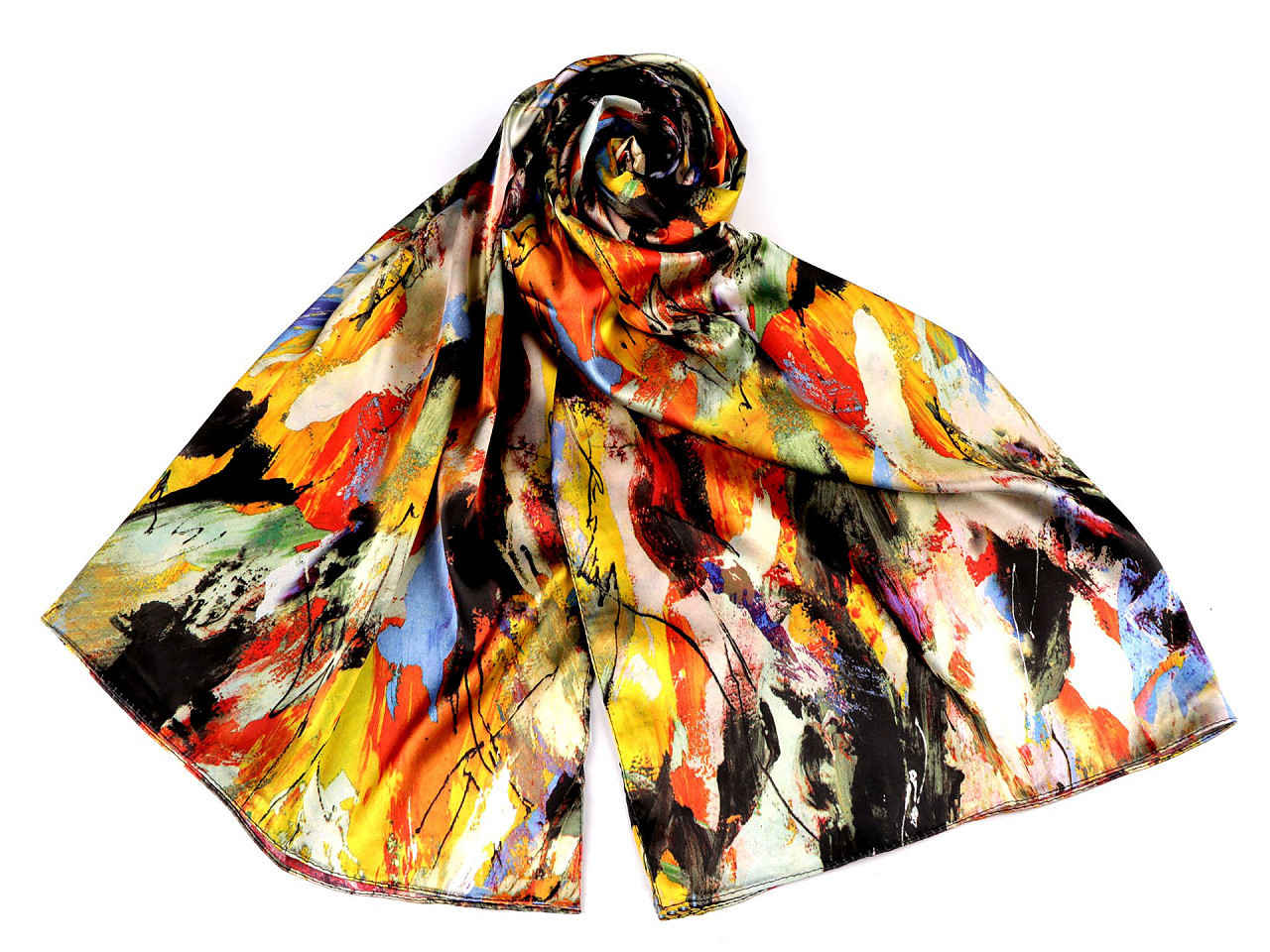 Saténový šátek / šála 70x165 cm, barva 49 multikolor