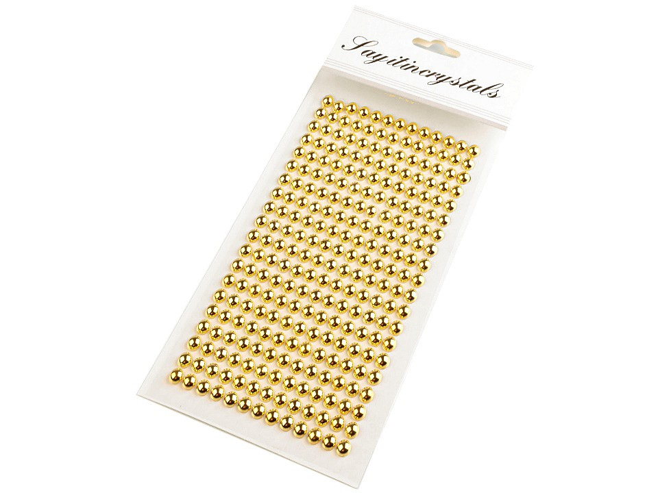 Samolepicí perly na lepicím proužku Ø6 mm, barva 3 zlatá