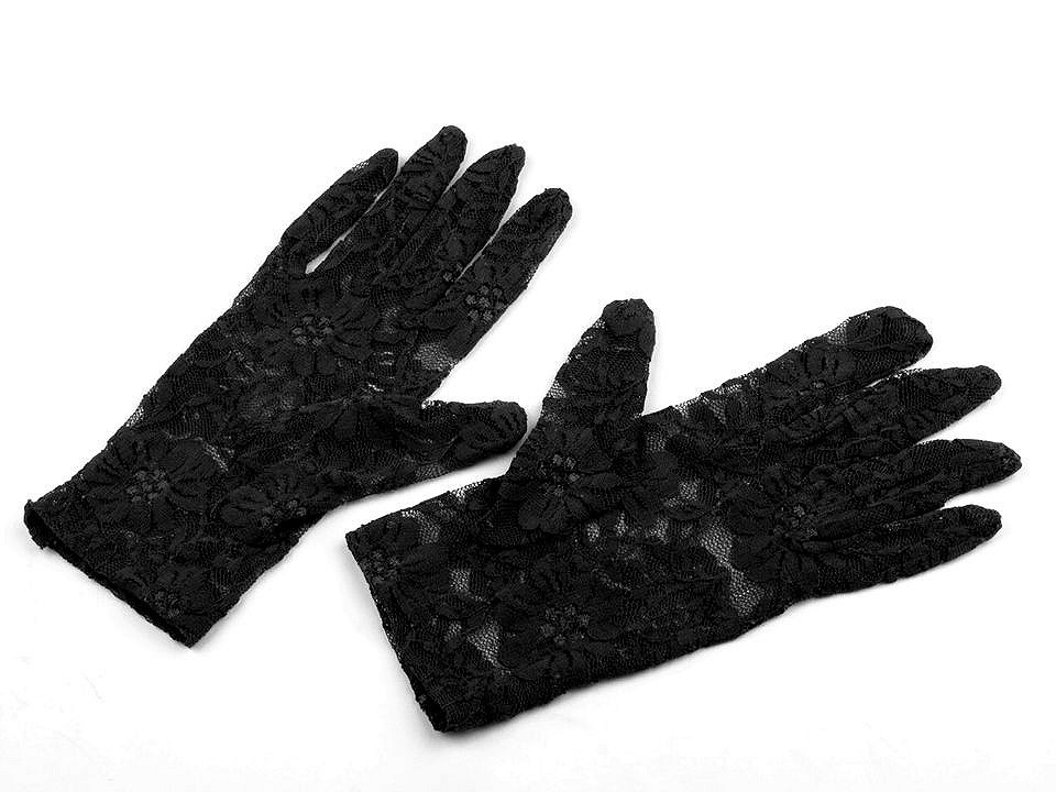 Společenské rukavice krajkové, barva 1 černá