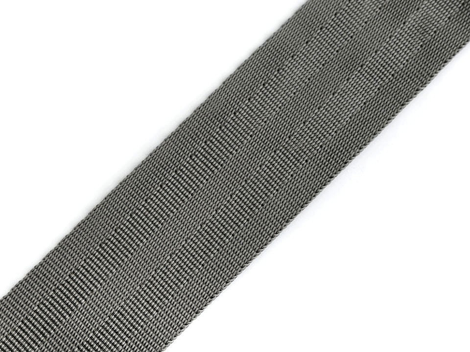 Hladký oboustranný popruh s leskem šíře 38 mm, barva 1 šedá střední