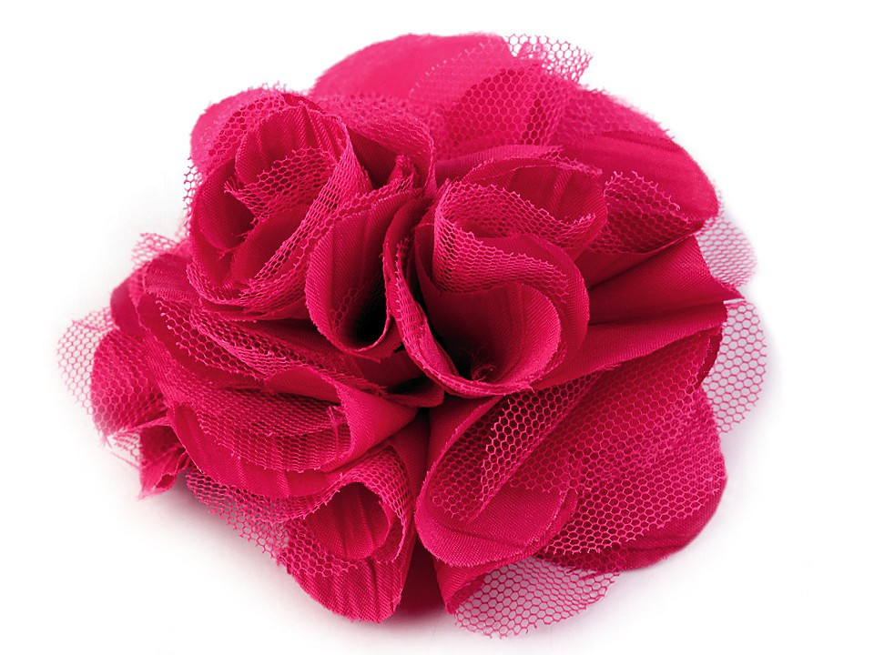 Brož / ozdoba růže Ø9 cm, barva 17 růžová malinová