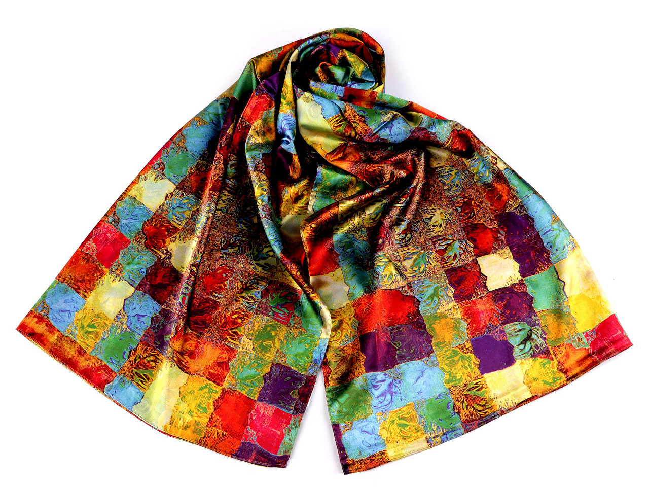 Saténový šátek / šála 70x165 cm, barva 37 multikolor