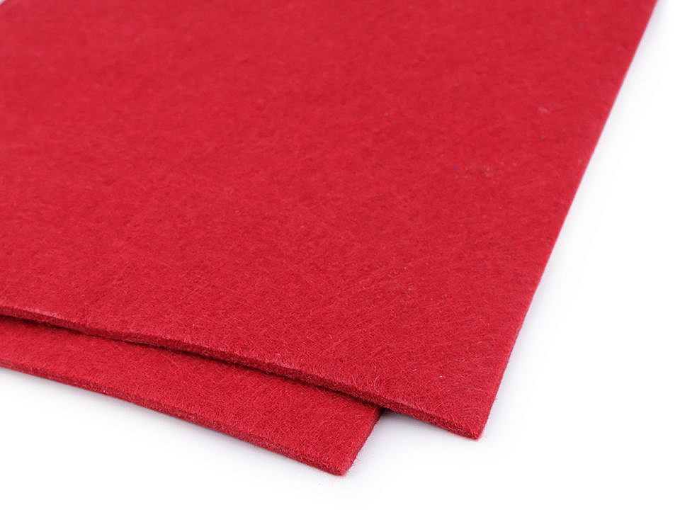 Látková dekorativní plsť / filc 20x30 cm, barva 1 červená