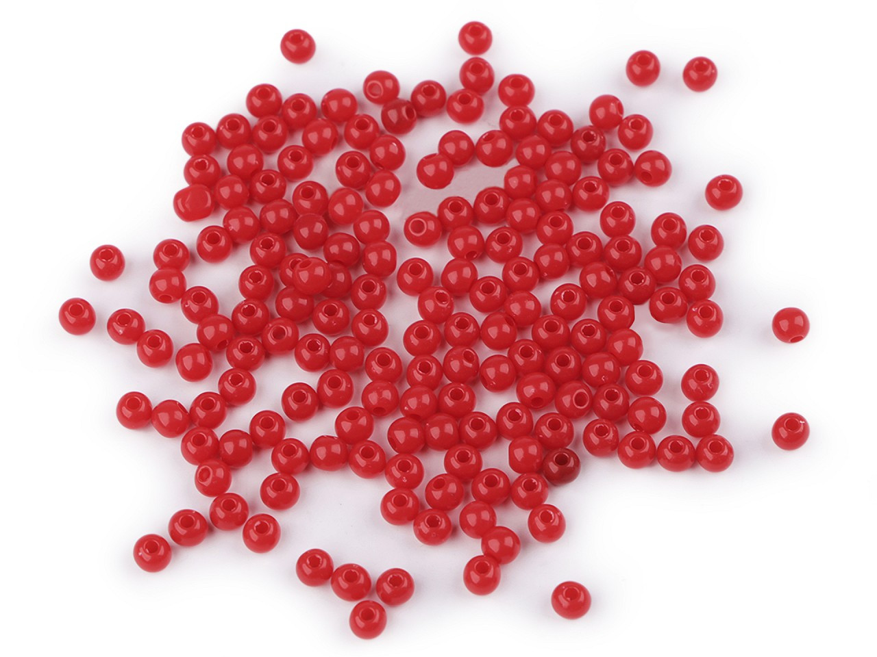 Plastové korálky Color Ø4 mm, barva 4 červená