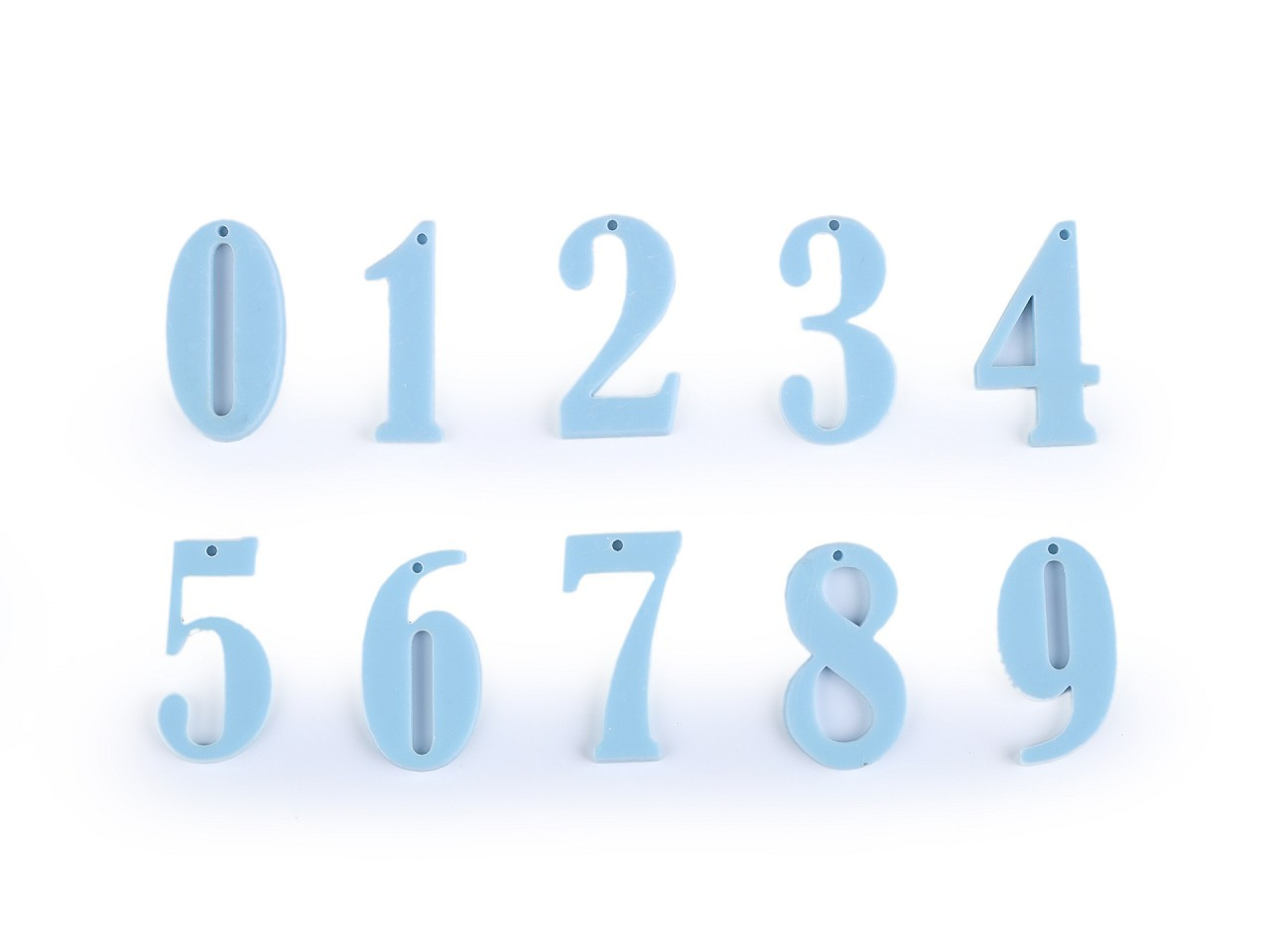 Čísla k přišití, zavěšení, nalepení; sada čísel od 0-9, barva 3 modrá světlá