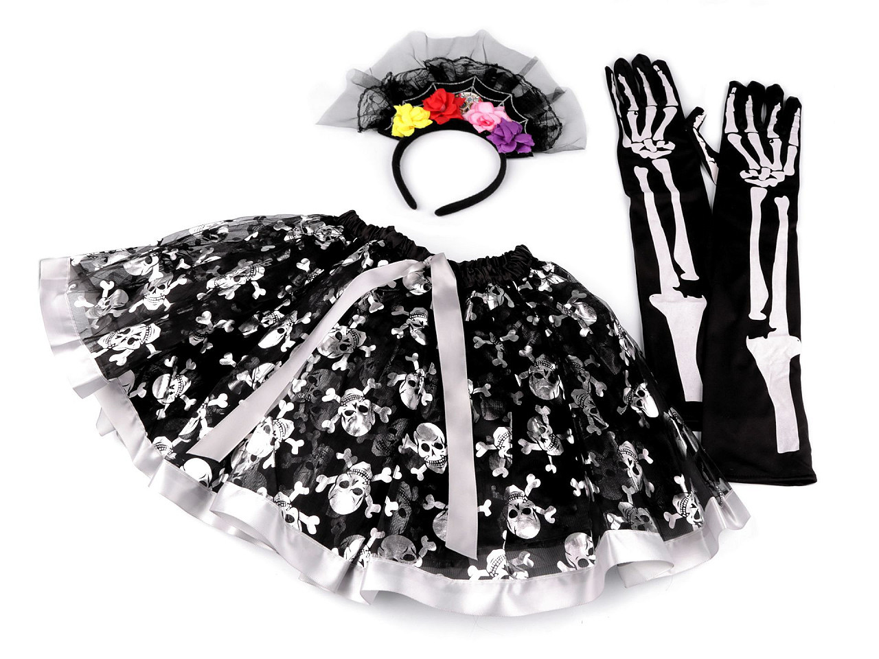 Karnevalový kostým - halloween, kostra, barva černá