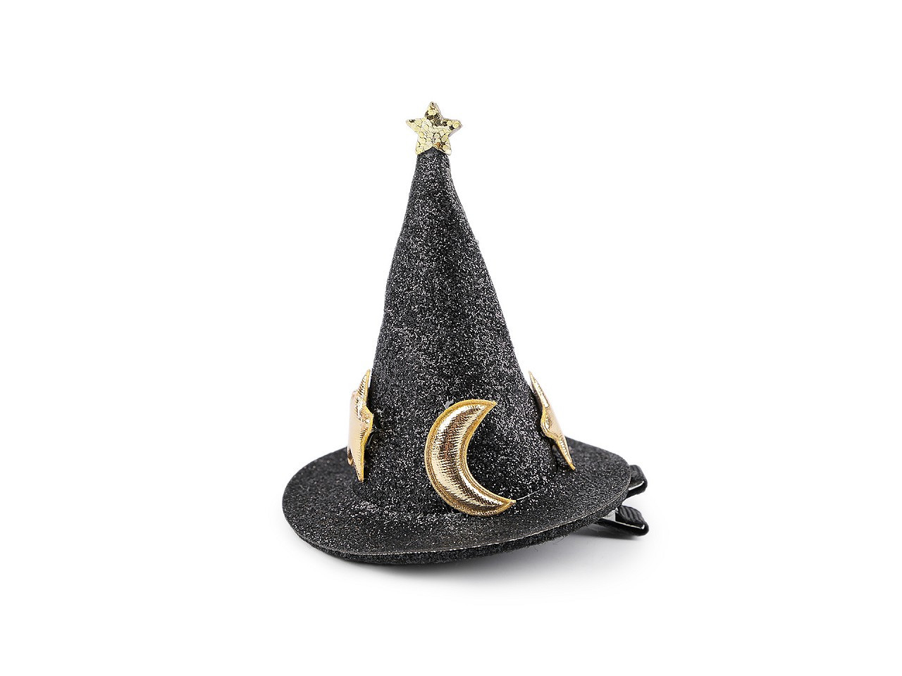 Sponka do vlasů čarodějnický klobouk, barva černá zlatá