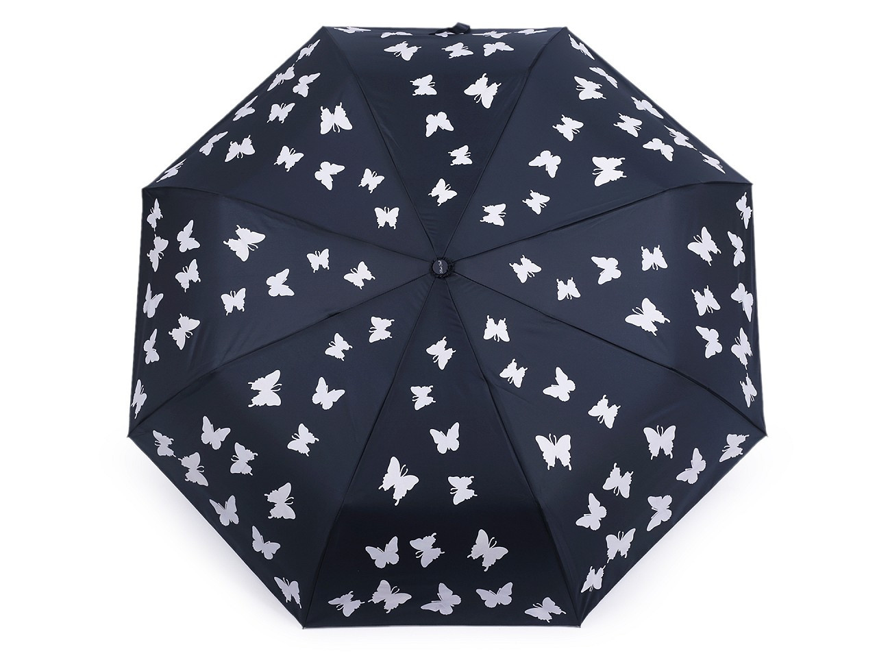 Dámský skládací vystřelovací deštník motýl kouzelný, barva 2 modrošedá tm.
