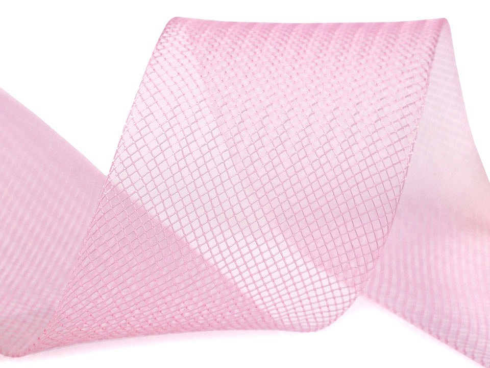 Modistická krinolína na vyztužení šatů a výrobu fascinátorů šíře 5 cm, barva 8 (CC04) růžová střední