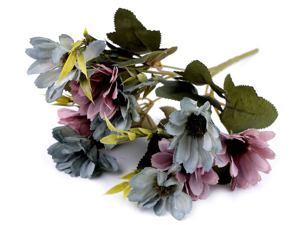 Umělá kytice chryzantéma, barva 6 tyrkys sv.