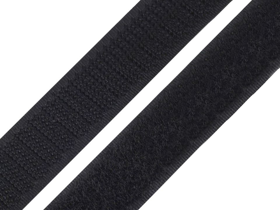 Suchý zip šíře 25mm bílý a černý komplet, barva Černá