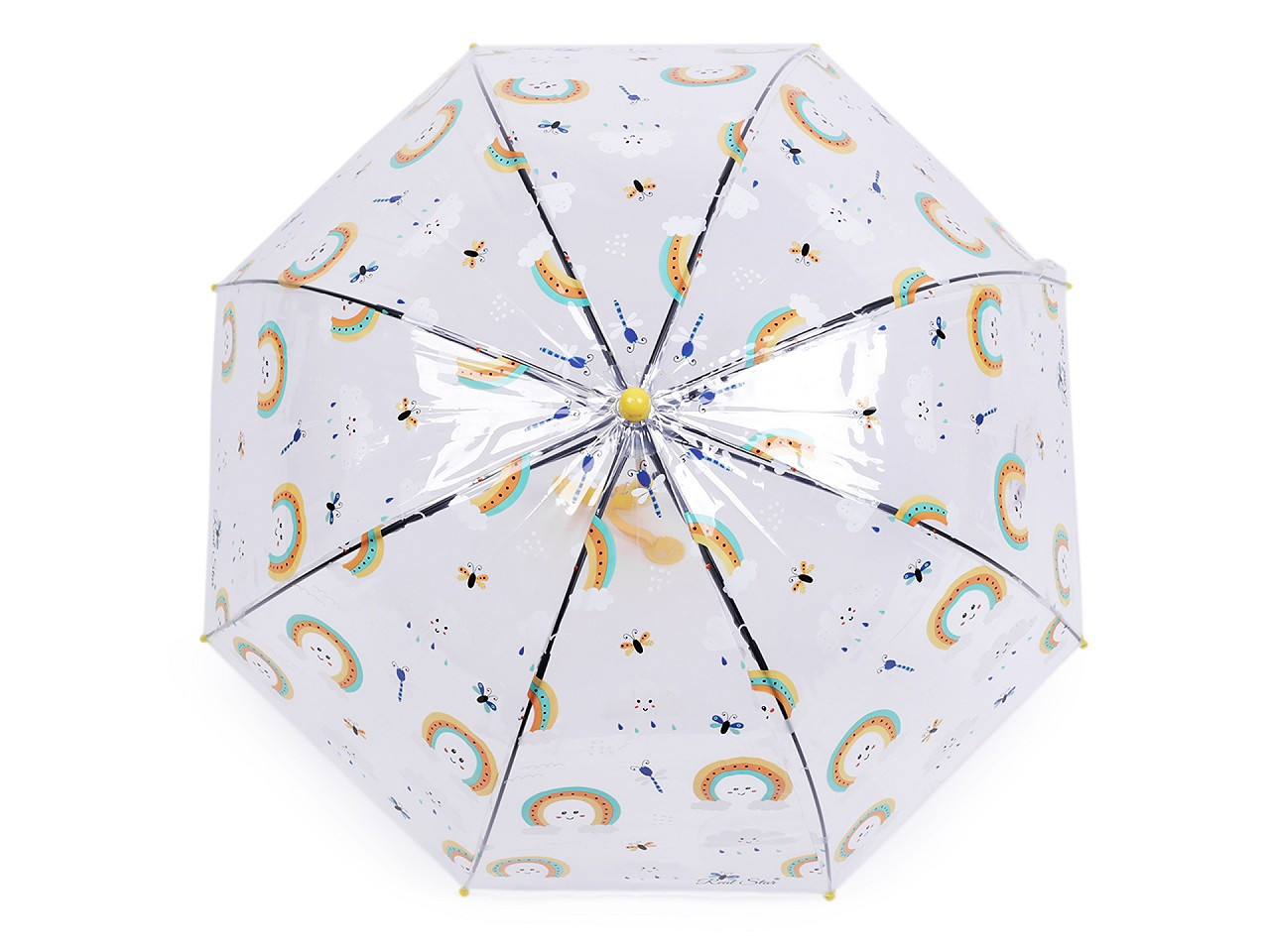 Dětský průhledný vystřelovací deštník, barva 1 žlutá duha