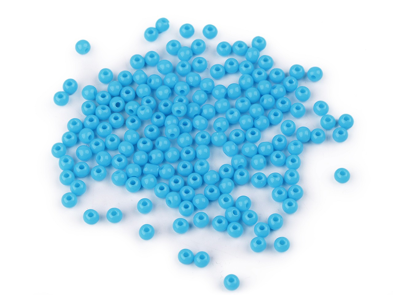 Plastové korálky Color Ø4 mm, barva 6 modrá azuro