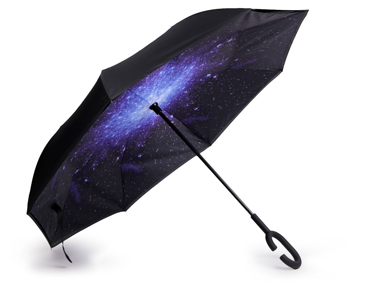 Obrácený deštník dvouvrstvý, barva 2 fialová tmavá hvězdy