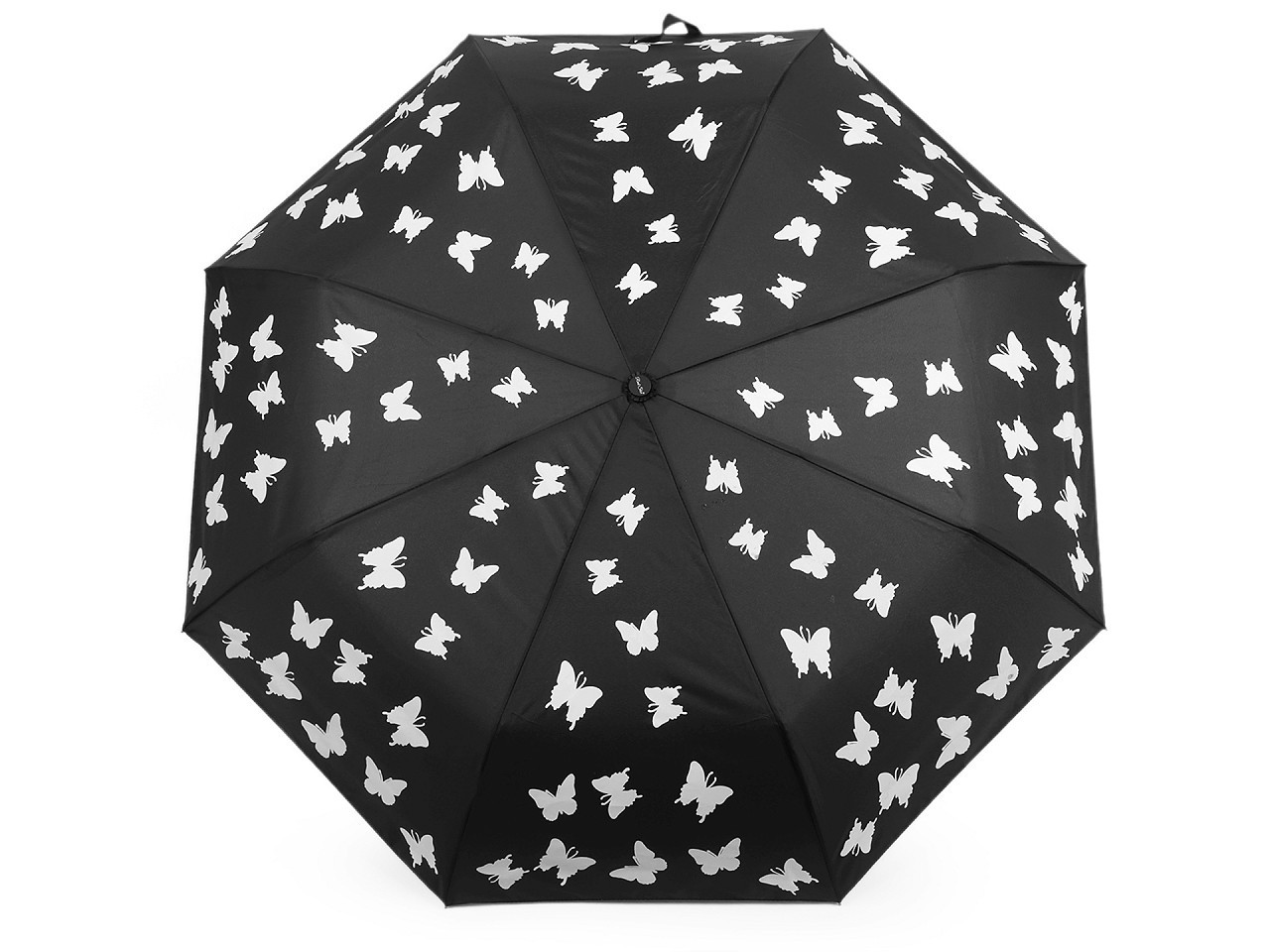 Dámský skládací vystřelovací deštník motýl kouzelný, barva 3 černá