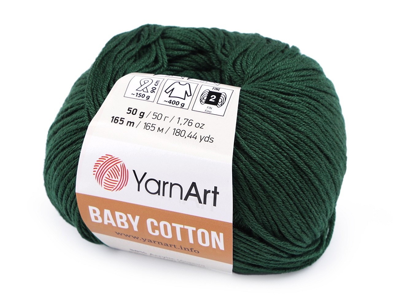 Pletací příze Baby Cotton 50 g, barva 24 (444) zelená tmavá