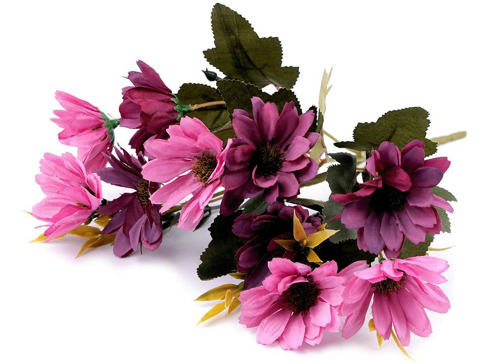 Umělá kytice chryzantéma, barva 5 fialovorůžová