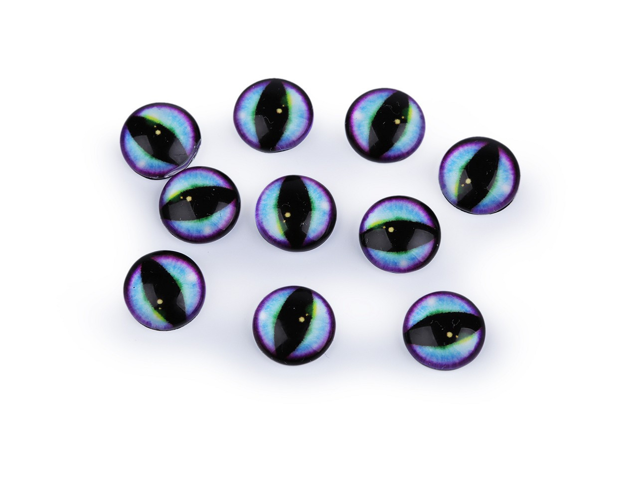 Skleněné oči k nalepení kočka, drak Ø10 a 12 mm, barva 2 (10 mm) modrá světlá