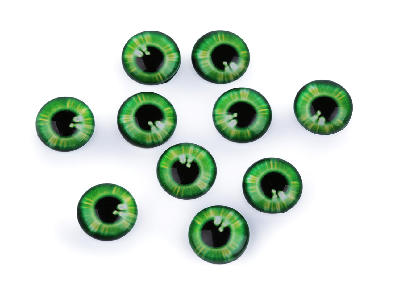 Skleněné oči k nalepení Ø10 a 12 mm, barva 4 (12 mm) zelená sv.