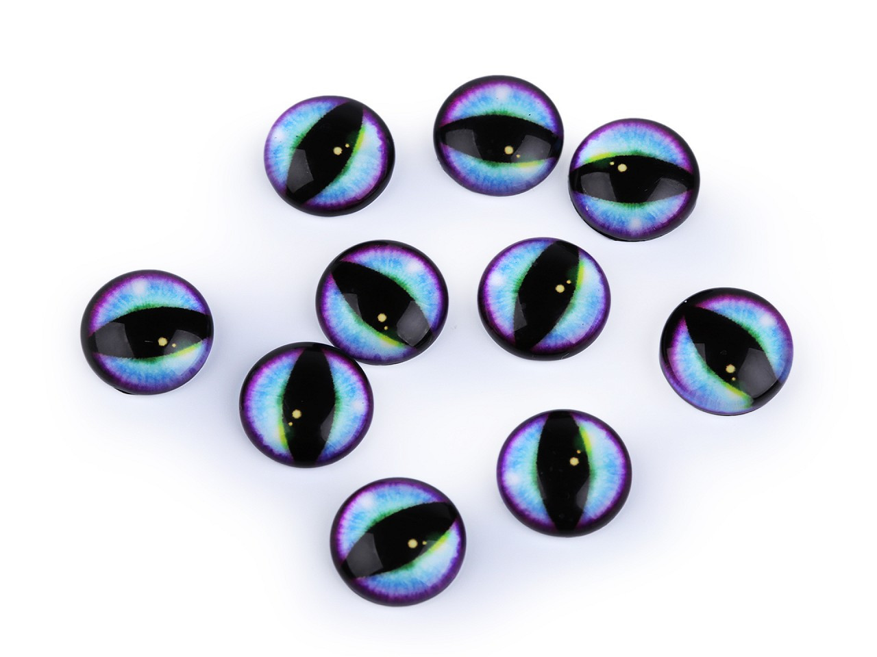 Skleněné oči k nalepení kočka, drak Ø10 a 12 mm, barva 4 (12 mm) modrá světlá