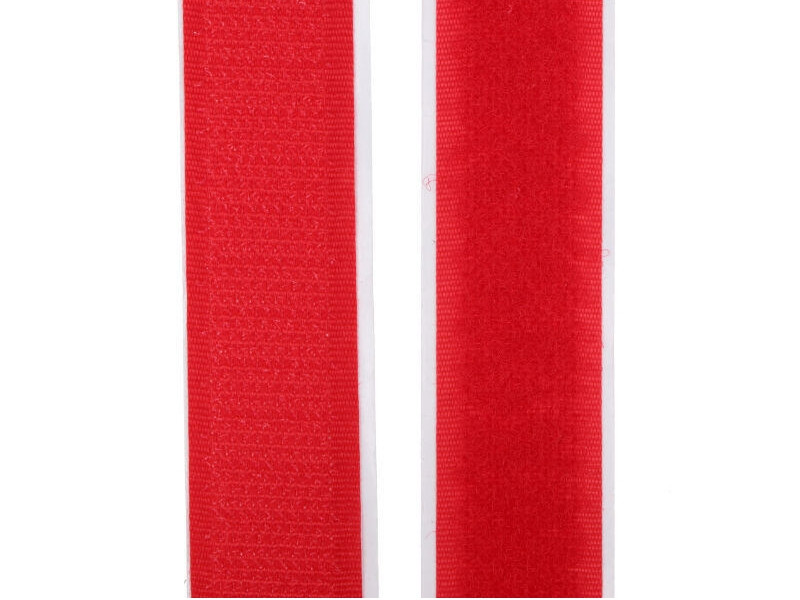 Suchý zip háček + plyš samolepicí šíře 20mm barevný, barva Červená